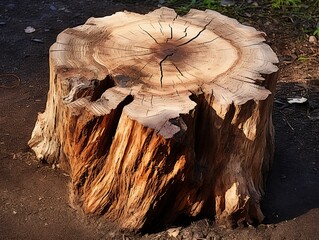 Stump in the forest, close-up. Nature background.