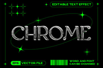 Chrome editable vector text effect. Metallic text style