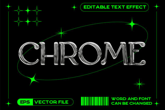Chrome editable vector text effect. Metallic text style