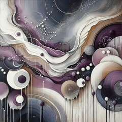 Abstract art painting ,Hand painted purple and white on wood