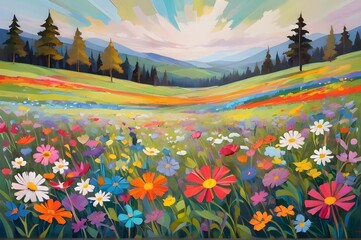 landscape with flowers