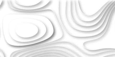 Abstract lines background. Topo contour map on white background, Abstract wavy line 3d paper cut white background. Topographic canyon geometric map relief texture with curved layers and shadow...