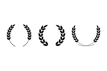 Wreaths spikelets set pattern for decorative design. Ear icon. Floral branch. Wedding decoration. Vector illustration.