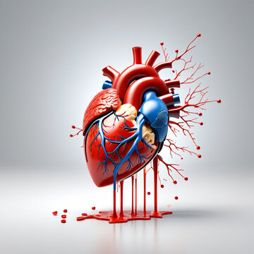 Human heart anatomy illustration with flat and sketch style and heart attack theme and concept