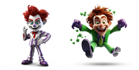 3D happy funny joker character on white background - Powered by Adobe