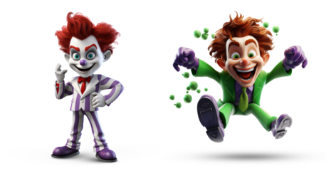 3D happy funny joker character on white background