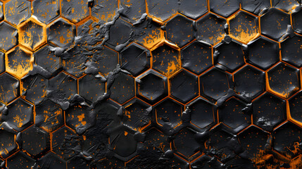 Close Up of Black and Yellow Hexagonal Pattern