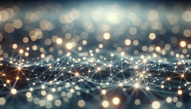 Abstract background or banner with intricate network of interconnected points of light and dark backdrop
