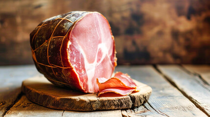 Wooden Cutting Board With Slices of Jamon Ham