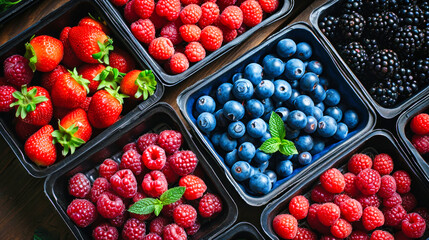Assorted Fruit in Plastic Containers on Table