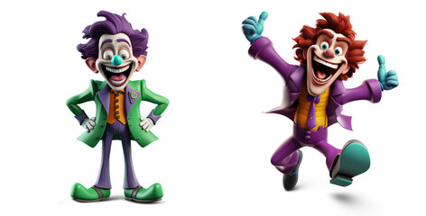 3D happy funny joker character on white background