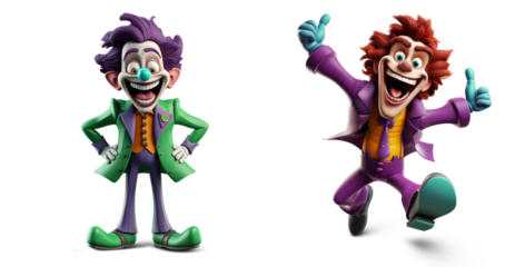3D happy funny joker character on white background