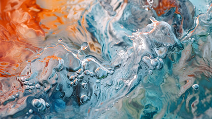 Fototapeta na wymiar Close Up View of Blue and Orange Liquid