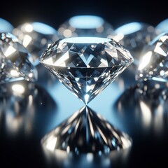Diamond Group placed on Black Background with soft focus