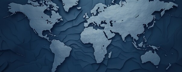  horizontal banner of world map embossed in stylized illustration hardstyle 