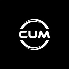 CUM letter logo design with black background in illustrator, cube logo, vector logo, modern alphabet font overlap style. calligraphy designs for logo, Poster, Invitation, etc.