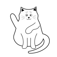 Cute funny fat cat. Doodle linear pet character.