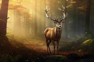 Animal male fall wild nature wildlife deer stag autumn mammal forest