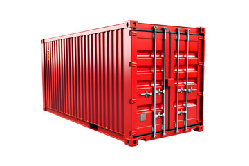 Red container transparent background or cut out PNG.  Easy use. Global business company logistic transportation import export by container cargo freight shipping. Realistic clipart template pattern.	