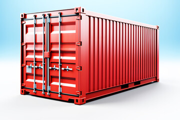 Red container on white background. Global business company logistic transportation import export by container cargo freight shipping. Realistic clipart template pattern.