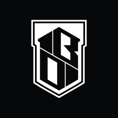 BD Logo monogram hexagon geometric up and down inside shield isolated style design template