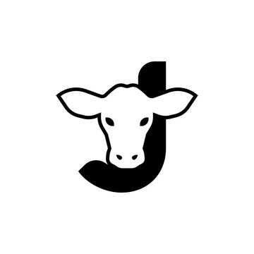 initil letter  cow logo neagtive space