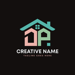 initial letter DP combination mark Real estate or roofing company property creative logo. editable vector eps file ready to use.