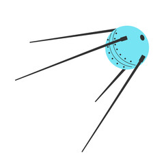 Space orbital round satellite. First artificial satellite. Sputnik. Flat vector isolated illustration.