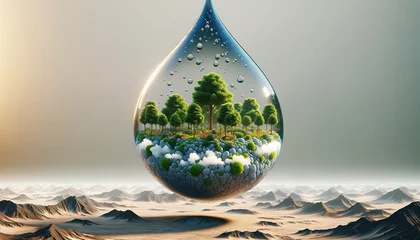 Fotobehang Forest in water drops falling on the desert © Dion_not
