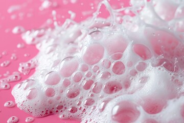 White bubble textures on a pink backdrop