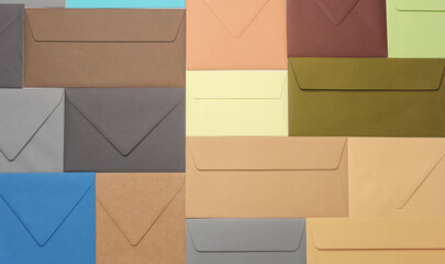 Background from colored envelopes. Creative layout