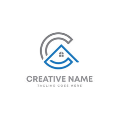 initial letter C combination mark Real estate or roofing company property creative logo. editable vector eps file ready to use.