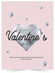 Happy Valentine's Day red heart Vector card