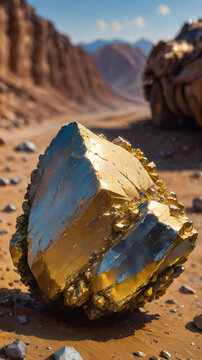 Gold minerals, gold nuggets in nature natural mine