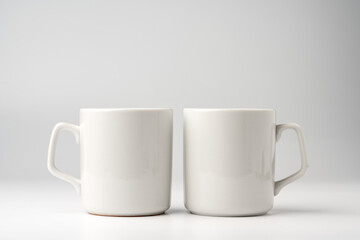 Blank white mugs mock up on white background