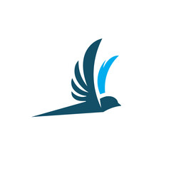 Flying bird logo bird and wing icon wildlife, expediton and transportation business symbol
