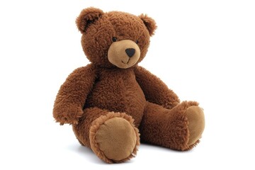 Obraz premium Brown bear toy on white background