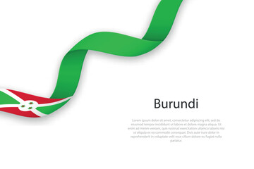 Waving ribbon with flag of Burundi