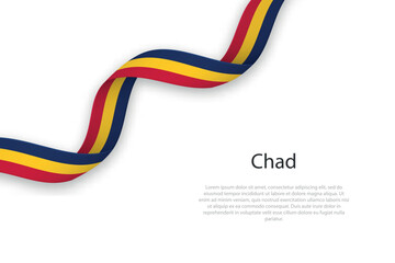 Waving ribbon with flag of Chad