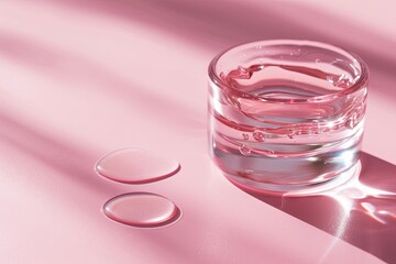 Hyaluronic acid gel Transparent cream for skin care Pink background
