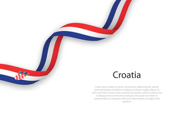 Waving ribbon with flag of Croatia