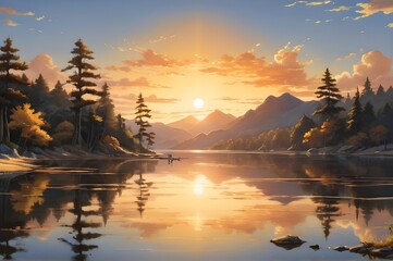 sunrise over lake