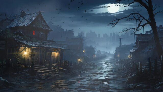 Midnight Melodies: A House Under the Night Sky with Birds
