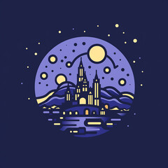 Starry_Night_Modern_Line_Icon_Vector_Line_Ar