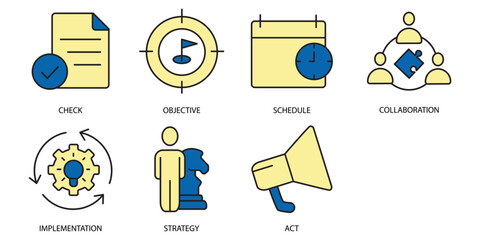 action plan icons set . action plan pack symbol vector elements for infographic web