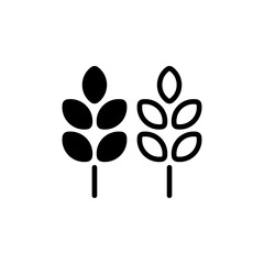 Vector wheat ears icon template. Gluten free logo background in monochrome. Whole grain symbol illustration for agriculture, organic eco business, beer, bakery