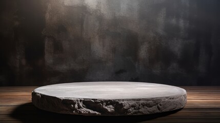 Grunge concrete wall texture and stone table background with light beam and shadow &ndash; ideal for product presentations, displays, and mock-ups