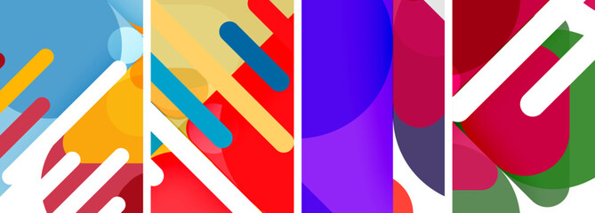 Colorful bright geometric abstract compositions for wallpaper, business card, cover, poster, banner, brochure, header, website