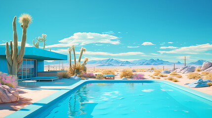 Fototapeta premium a house with swimming pool, generative ai