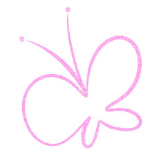 A pink butterfly glittery line art doodle